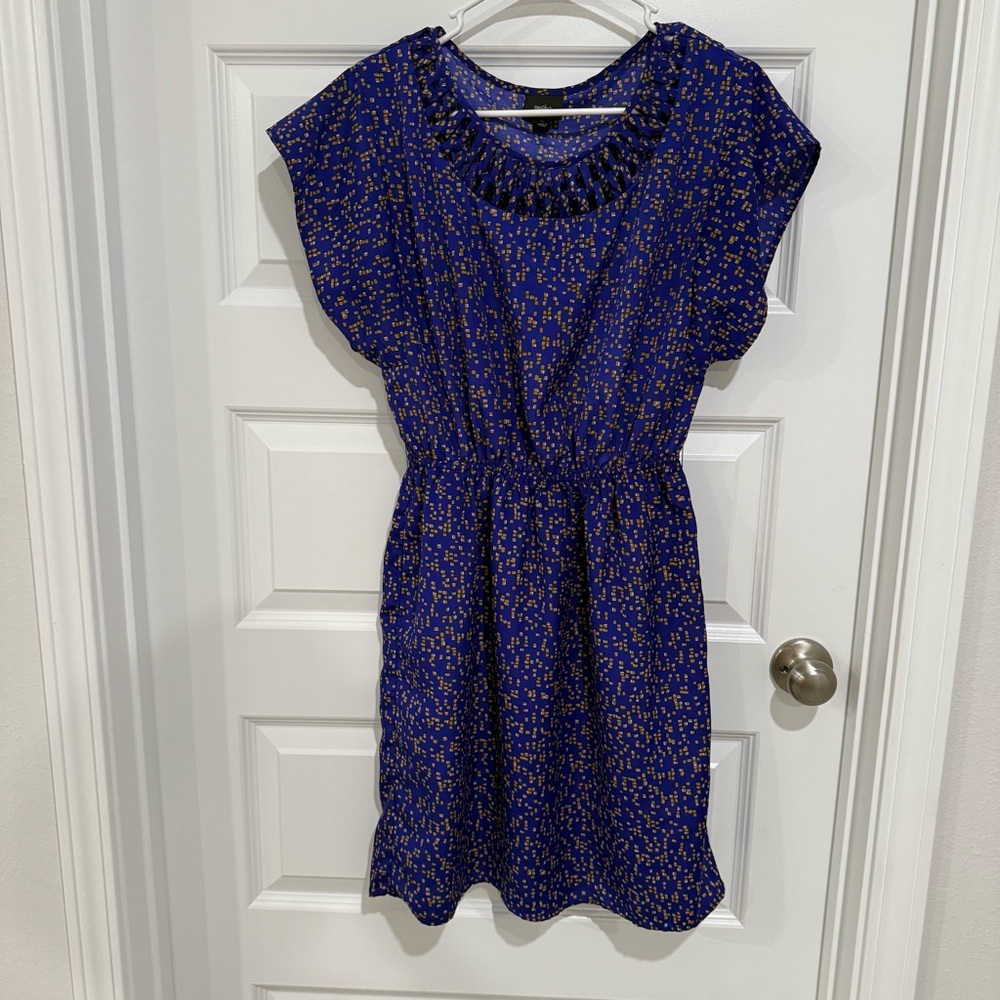 Mossimo  Blue and Gold Dress with Neck Cutout